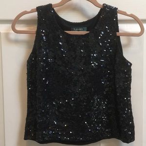 Ralph Lauren Petite Black Sequin Shirt